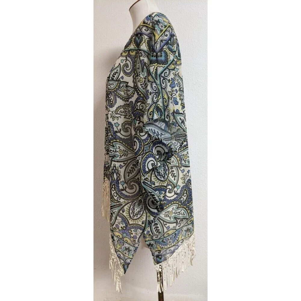 Women's BECCA By Rebecca Virtue Floral Print Crochet Trim Swim Cover M/L - Picture 3 of 8